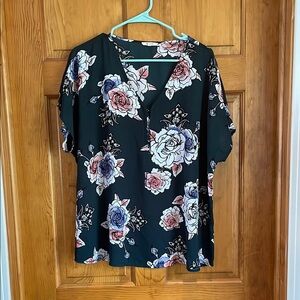 Maurices Dark Green Floral Blouse